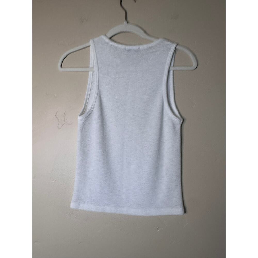 Zara White Textured Ribbed Racerback Tank Small - Picture 4 of 5